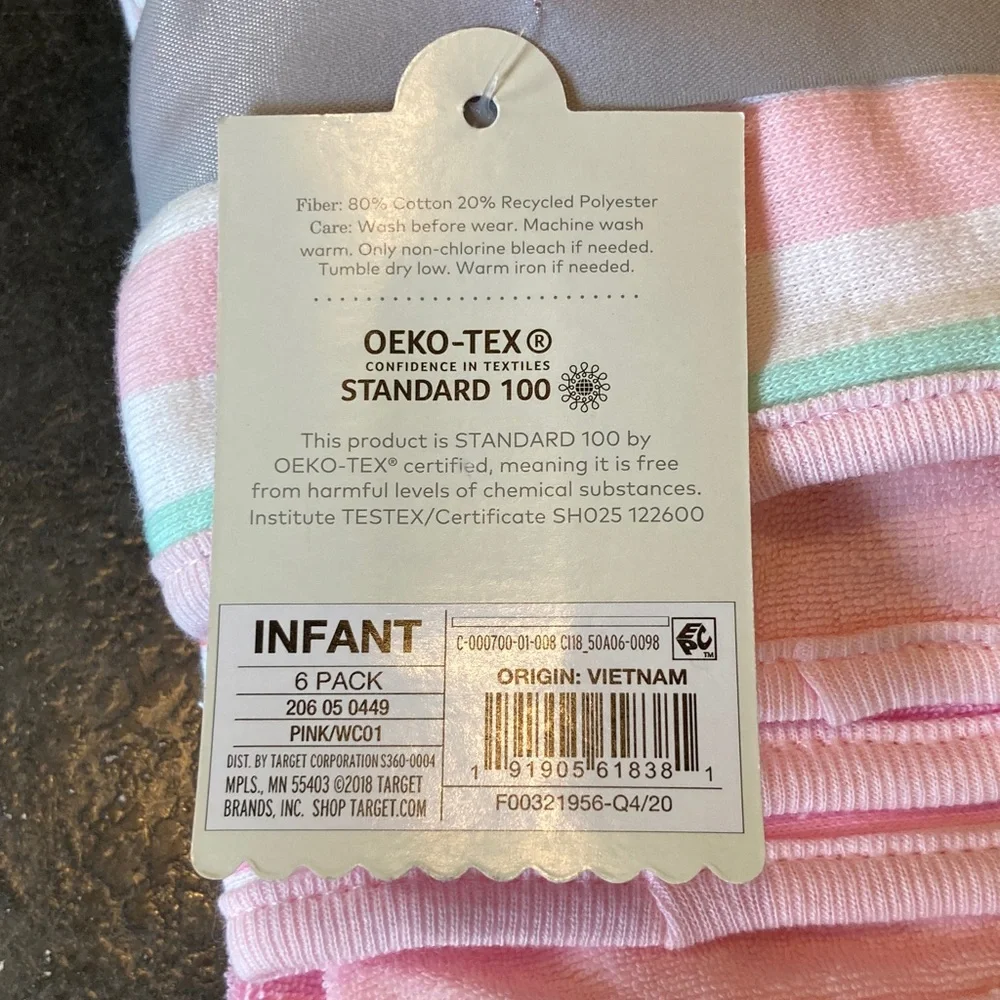 Cloud Island 6 pack pink lightweight washcloths - NWT